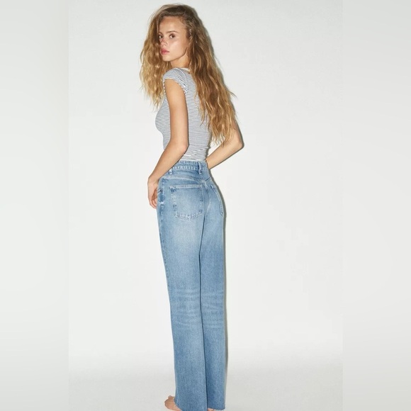 NWT Zara Wide Leg High Waist Jeans Size 40 - Picture 5 of 10